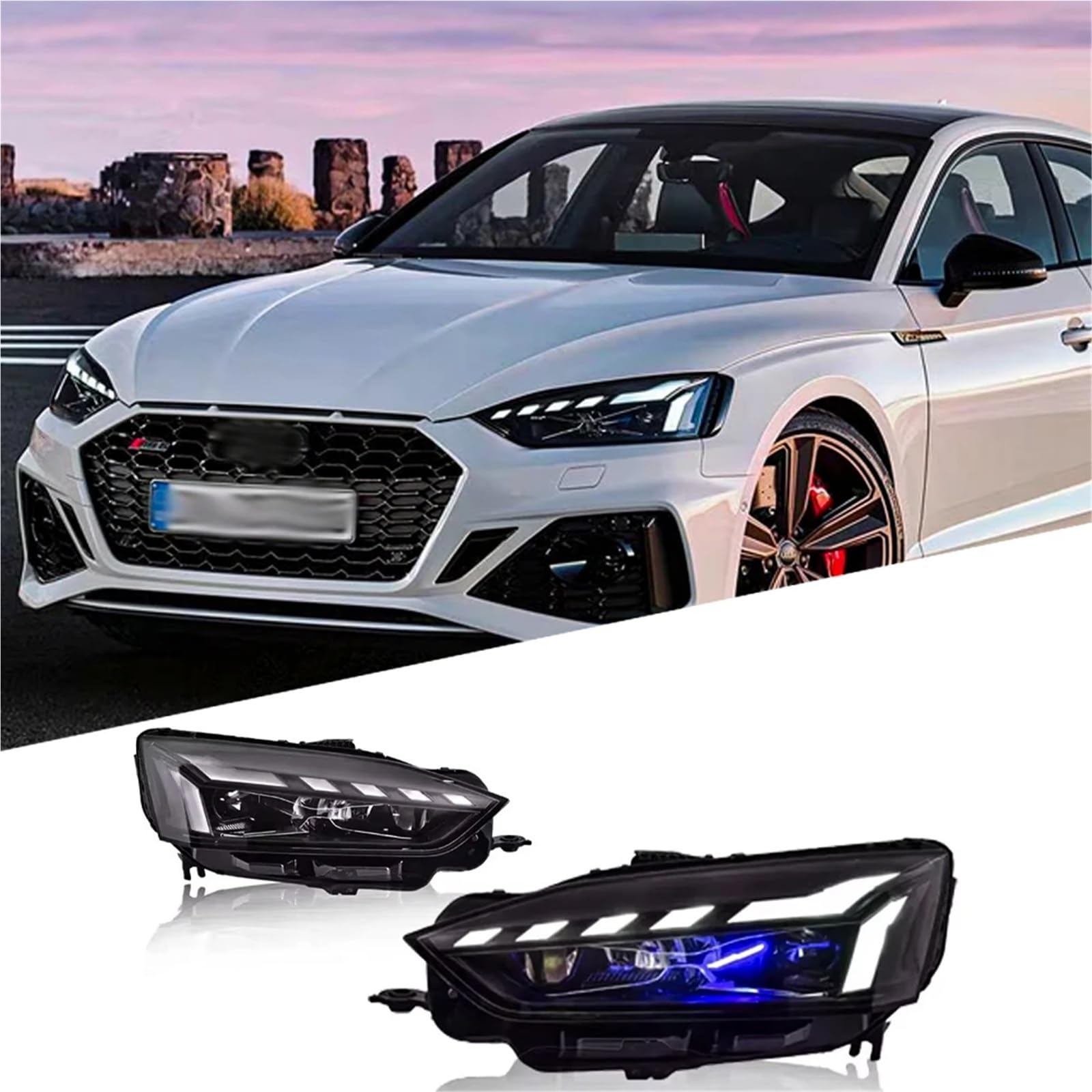 Amazon | 車 A5 LED ヘッドライト 2017-2021 アップグレード RS5 に